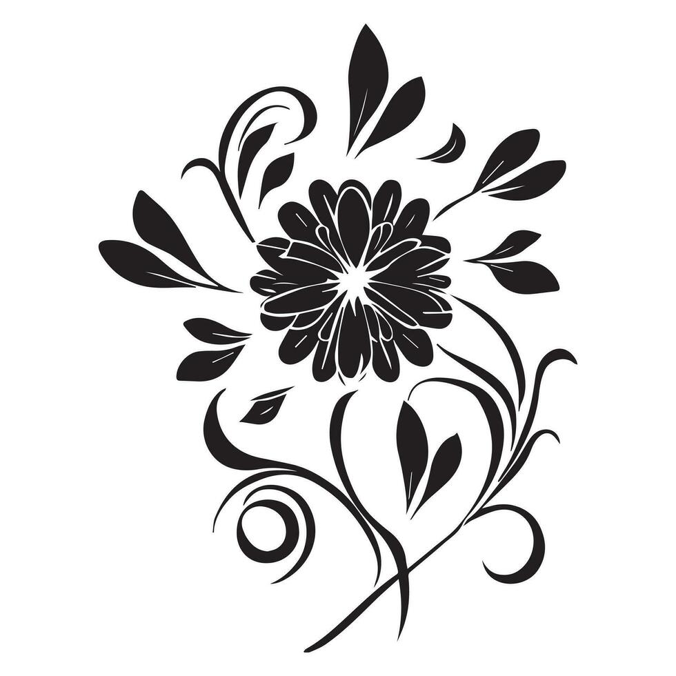 floral flor Projeto vetor ilustração Preto cor