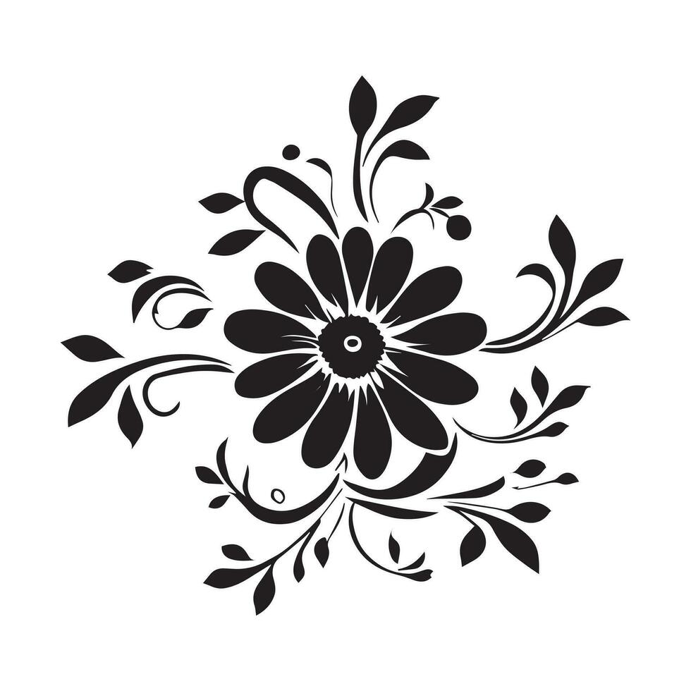 floral flor vetor Projeto Preto cor ilustração