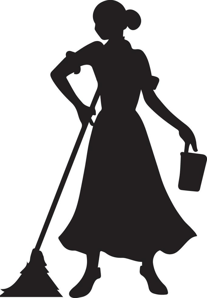 uma limpador mulheres vetor silhueta ilustração