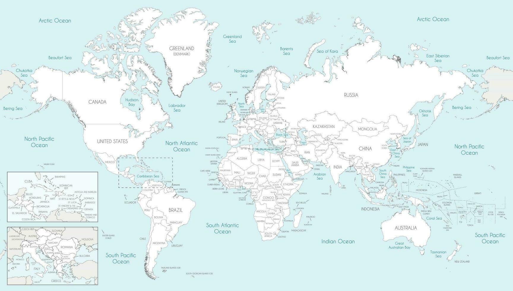 altamente detalhado mundo mapa vetor ilustração. editável e claramente etiquetado camadas.