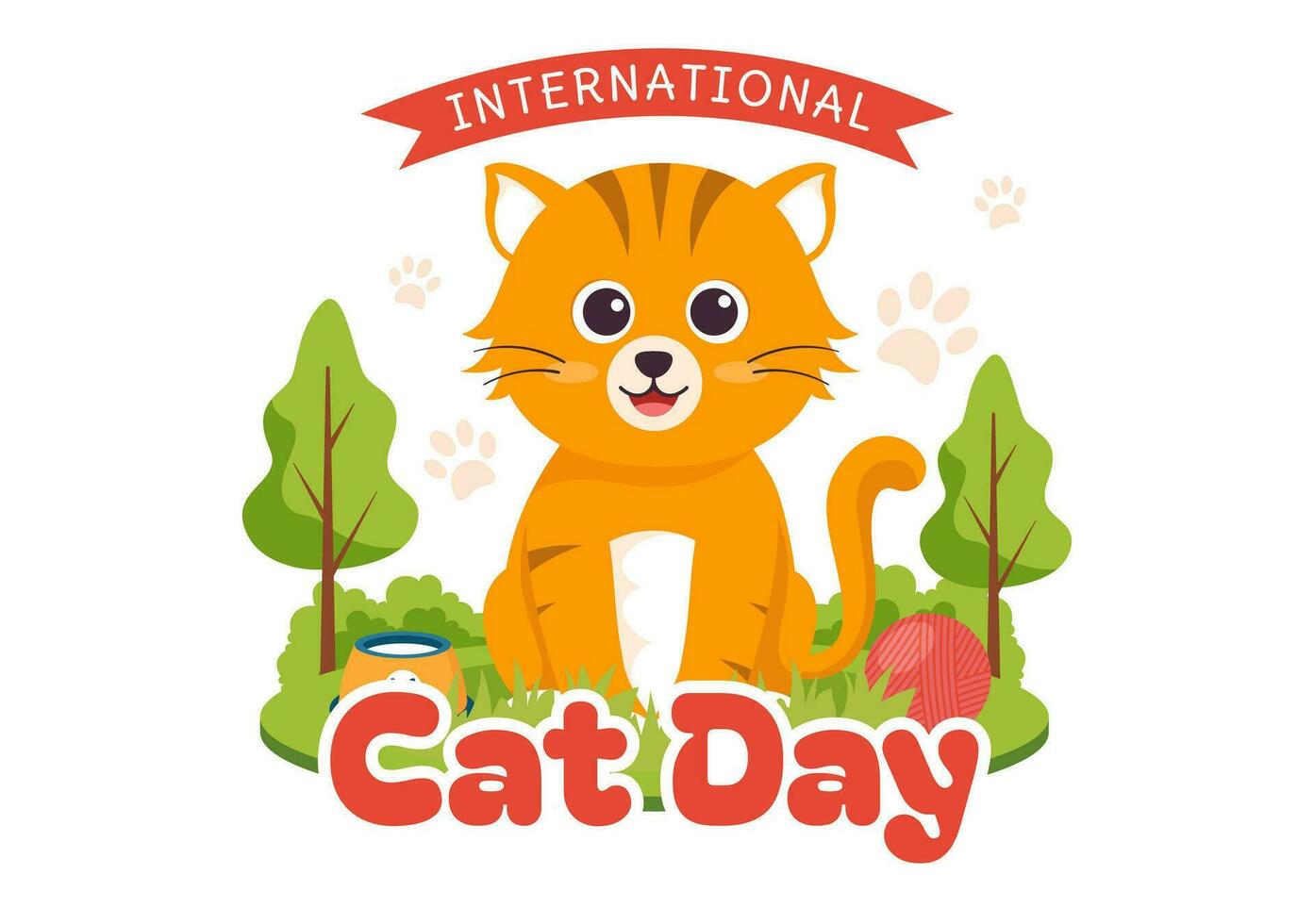 internacional gato dia vetor ilustração em agosto 8 com gatos animais amor celebração dentro plano desenho animado mão desenhado fundo modelos