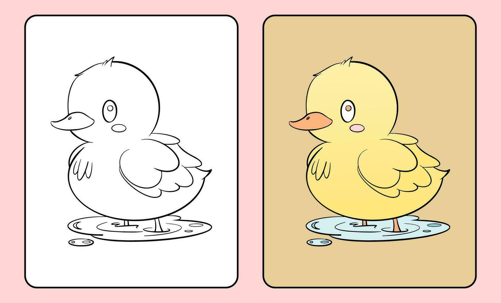 coloração mascote com fofa Pato personagem, desenho animado ilustração vetor