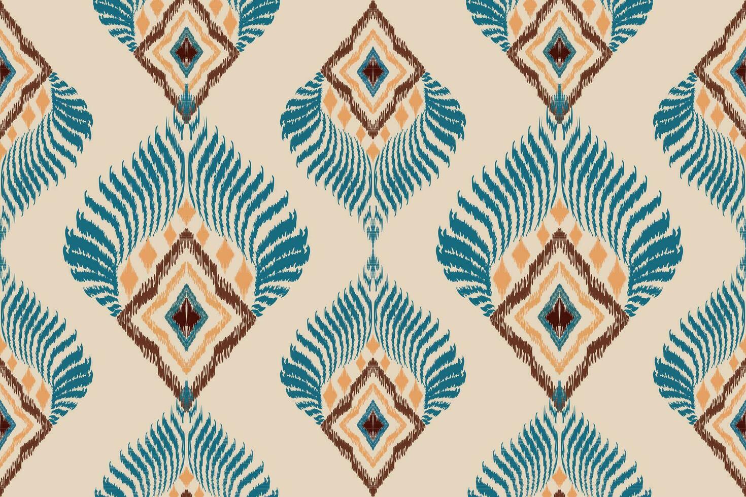 ikat étnico pavão tribal desatado padronizar para papel de parede, decoração, tecido e têxtil, fundo, tapete. vetor