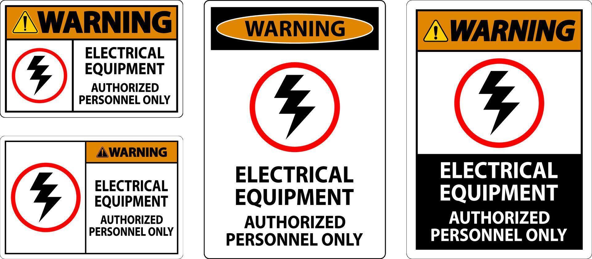 elétrico segurança placa aviso, elétrico equipamento autorizado pessoal só vetor