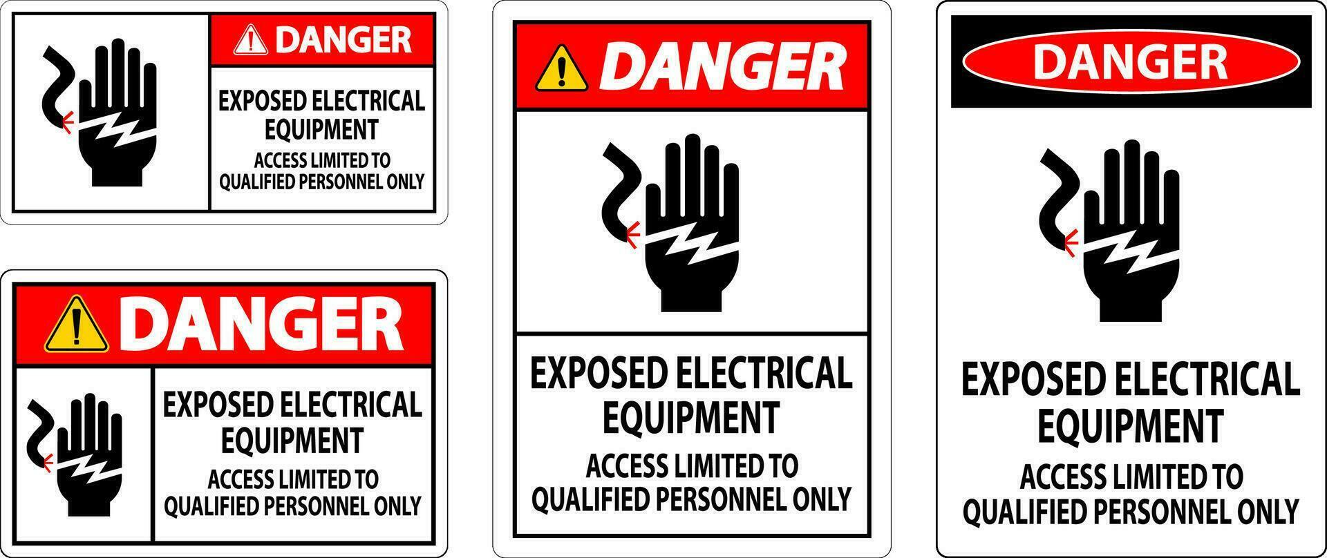 Perigo placa exposto elétrico equipamento, Acesso limitado para qualificado pessoal só vetor