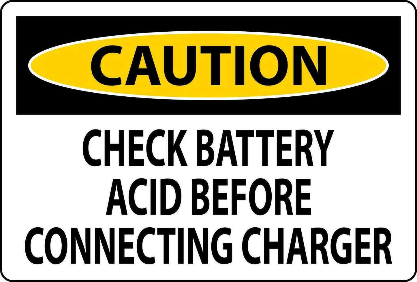 Cuidado placa Verifica bateria ácido antes conectando carregador vetor