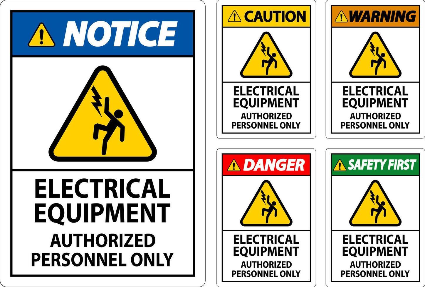 Perigo rótulo elétrico equipamento, autorizado pessoal só vetor