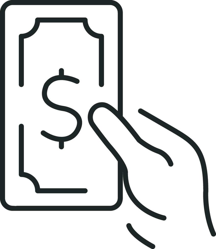 ícone de linha de pagamento em dinheiro vetor