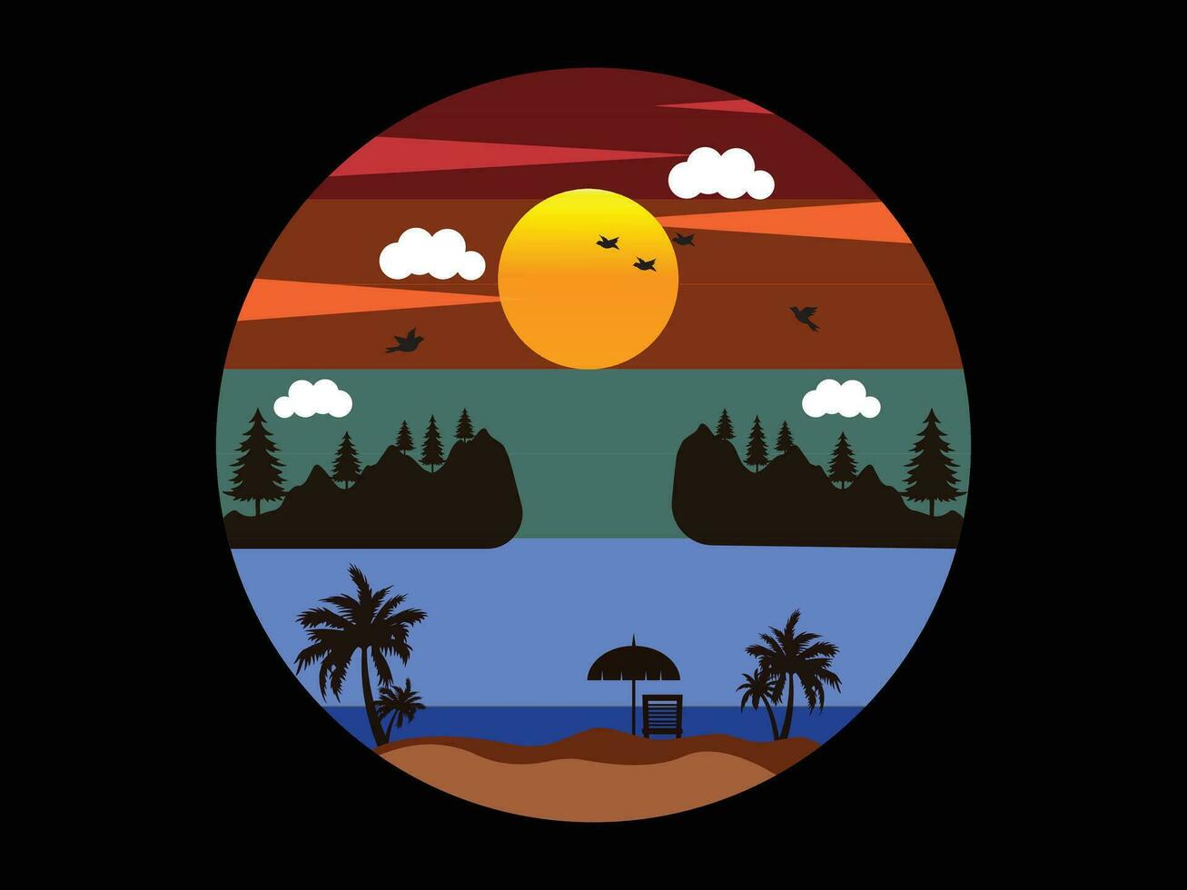 apreciar verão Férias camiseta Projeto vetor ilustração e vestuário vetor projeto, imprimir, tipografia, poster, emblema com Palma árvores com surfar homem, vetor impressão Projeto obra de arte, verão camiseta