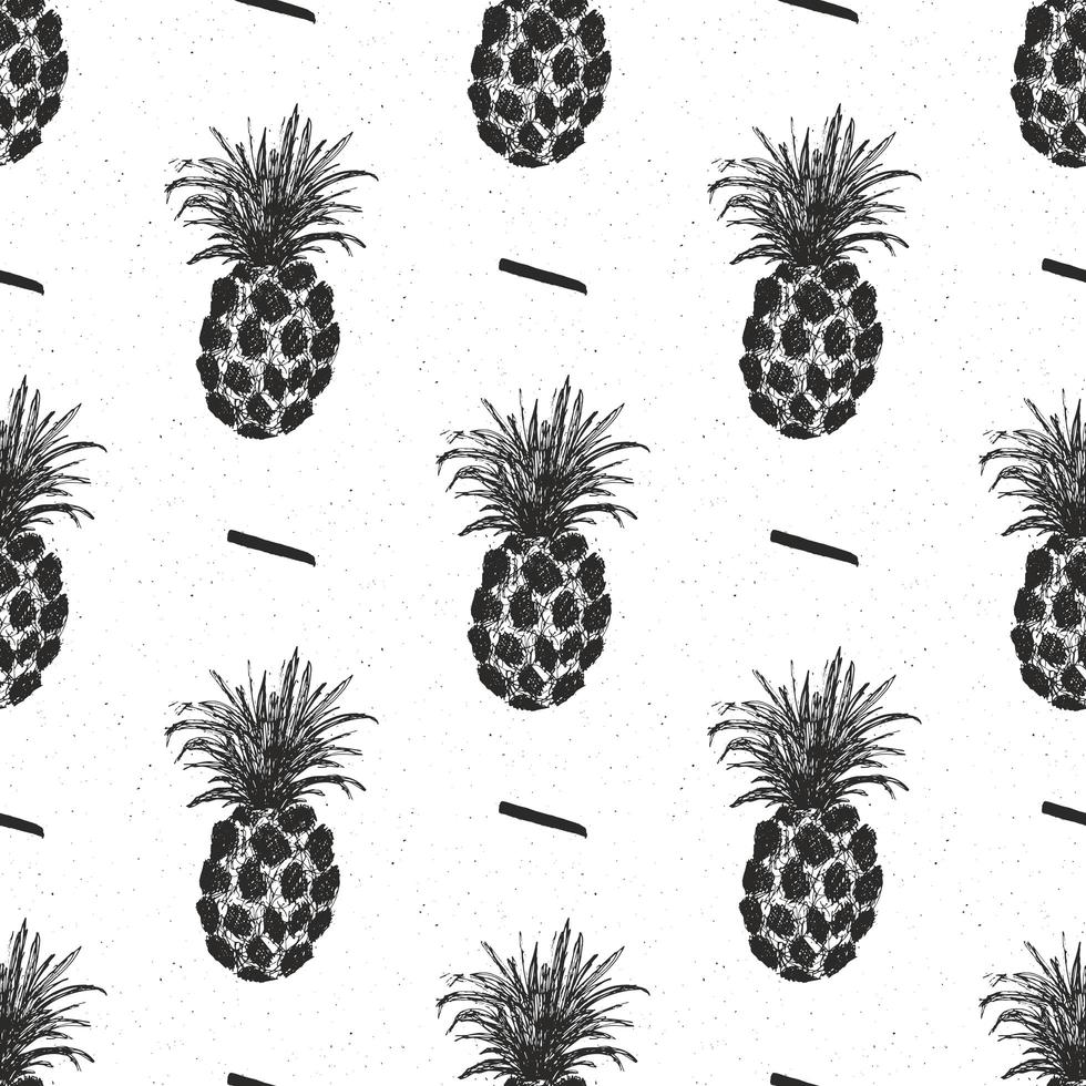 abacaxi desenhado à mão padrão sem emenda, ilustração vetorial de fundo de frutas. vetor
