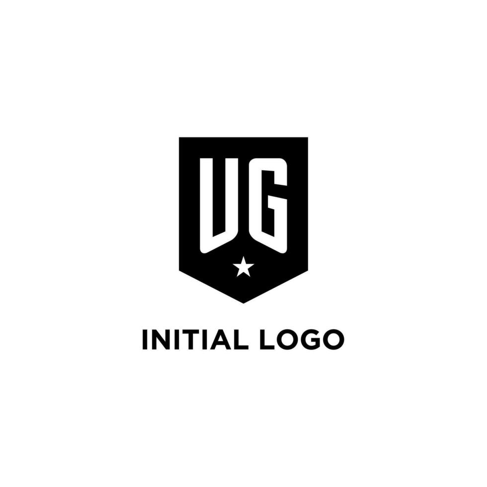 ug monograma inicial logotipo com geométrico escudo e Estrela ícone Projeto estilo vetor