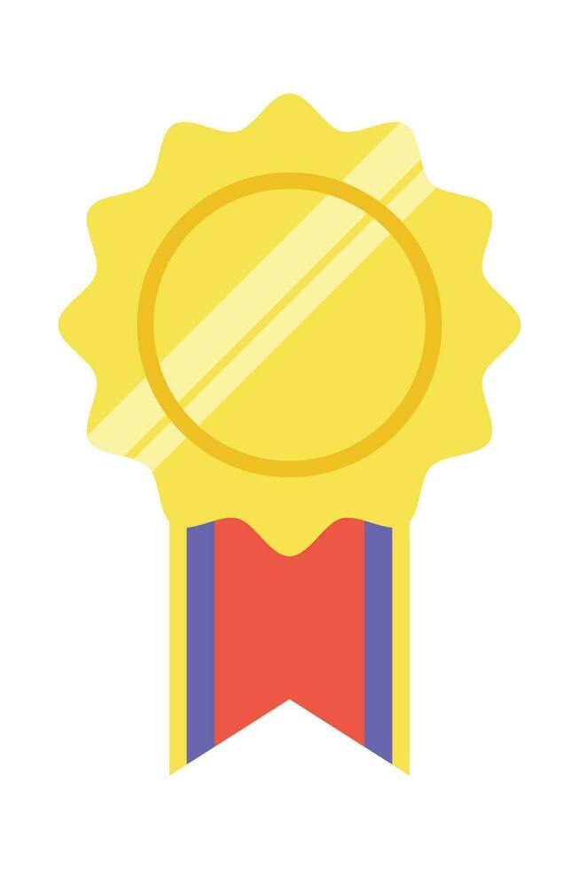 ouro medalha ou vencedora prêmio ícone, logotipo. adequado para a Projeto elemento do uma campeonato medalha, primeiro Lugar, colocar ganhador, ouro, prata e bronze medalhista. círculo prêmios com fitas. realização símbolo. vetor