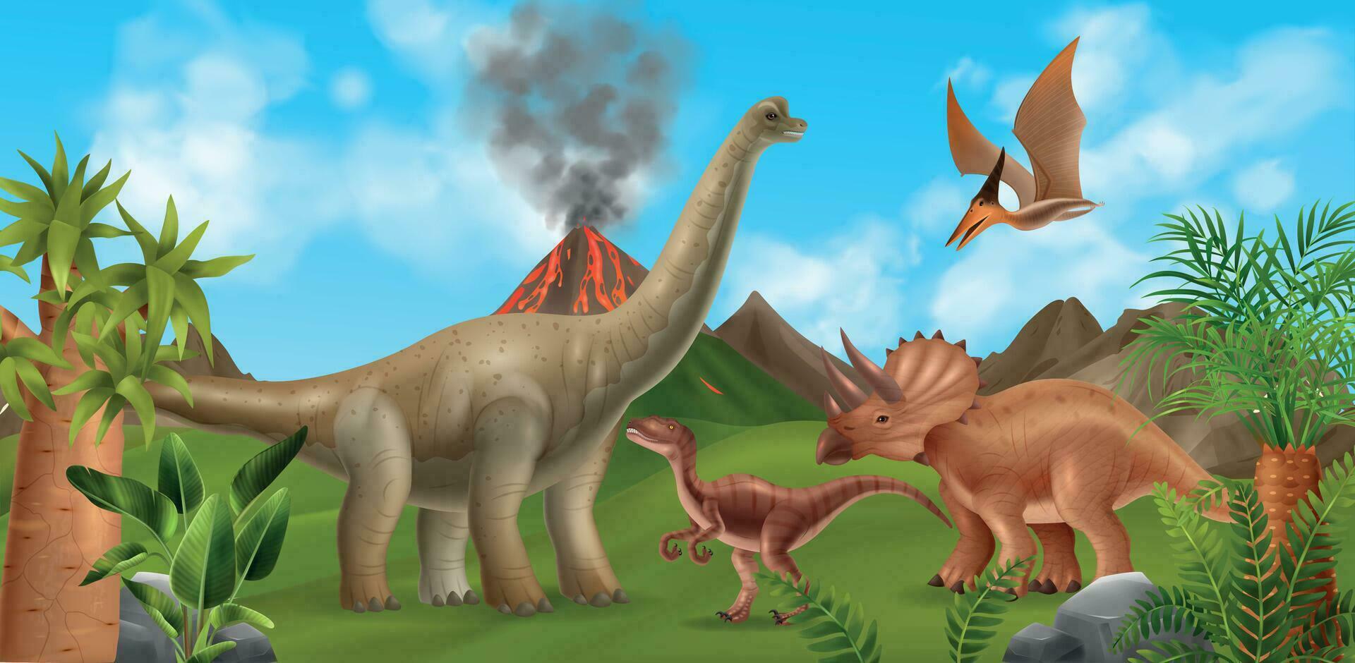 realista dinossauros ilustração vetor