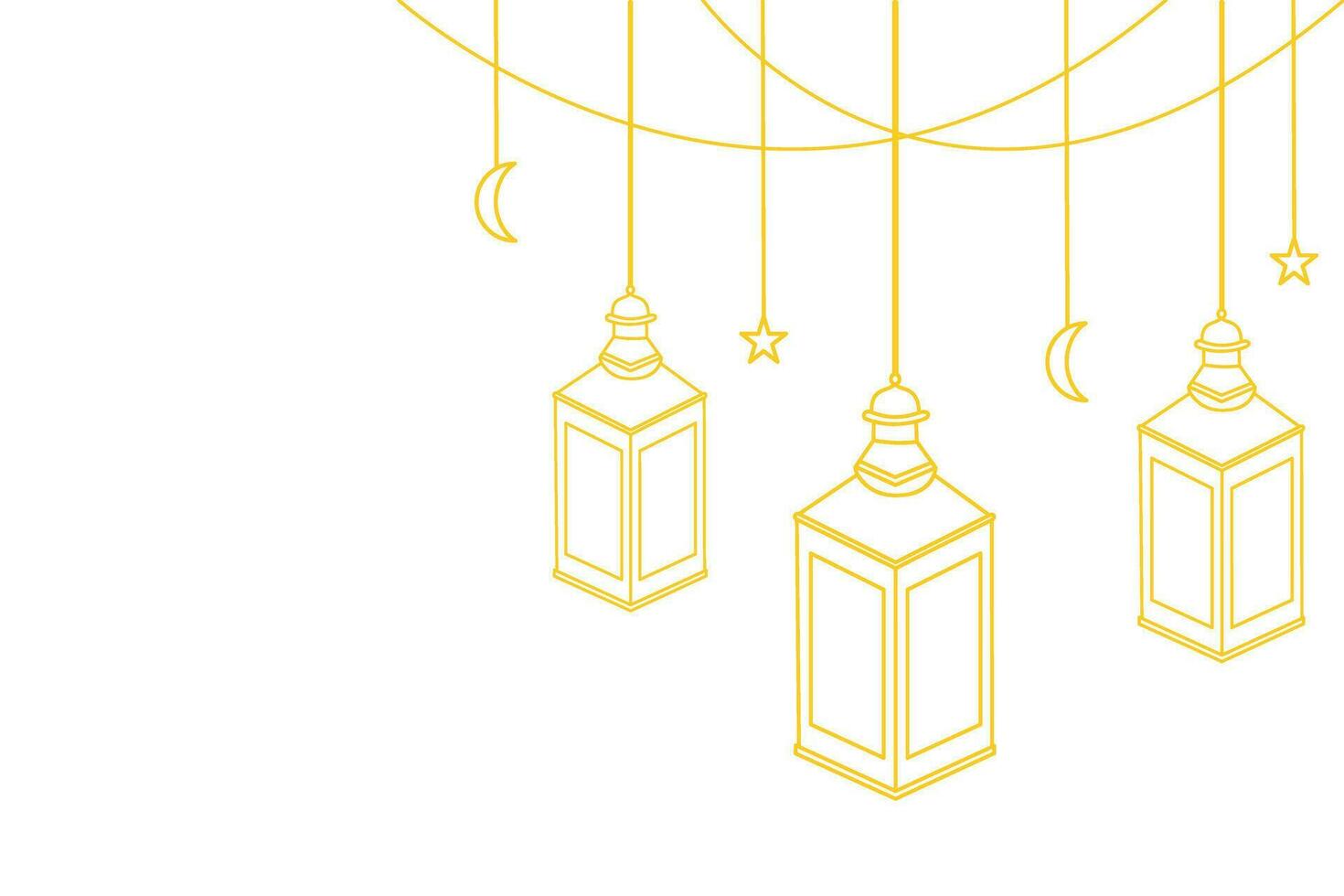 Ramadã lanterna linha arte ouro vetor