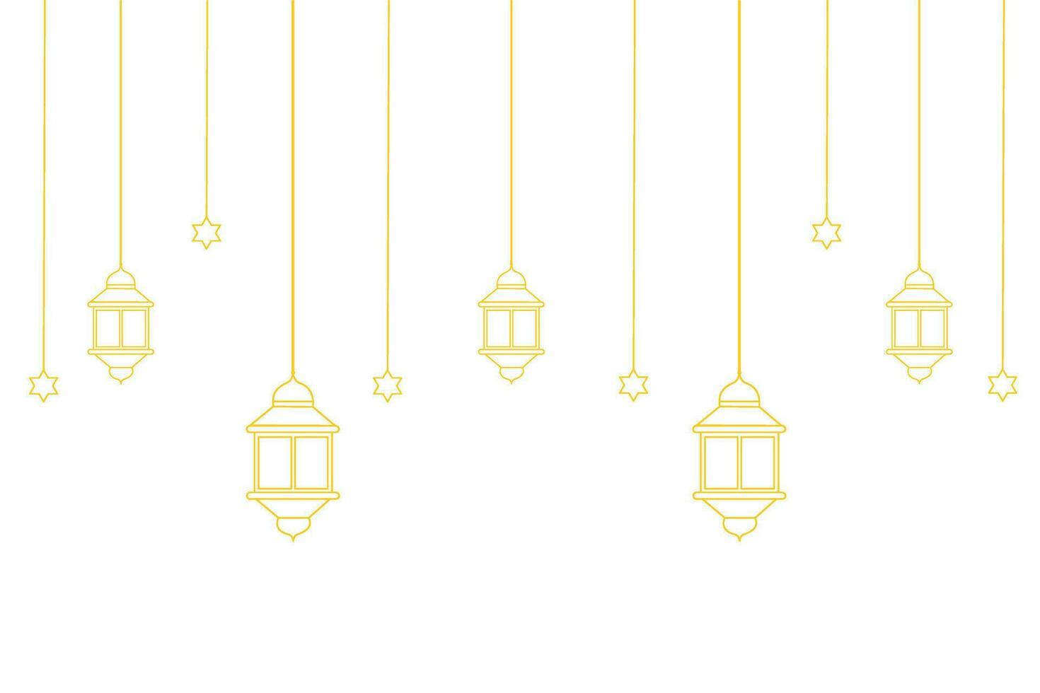 Ramadã lanterna linha arte ouro vetor