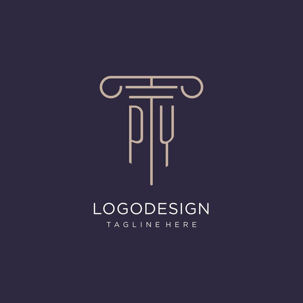 py inicial com pilar logotipo projeto, luxo lei escritório logotipo estilo vetor