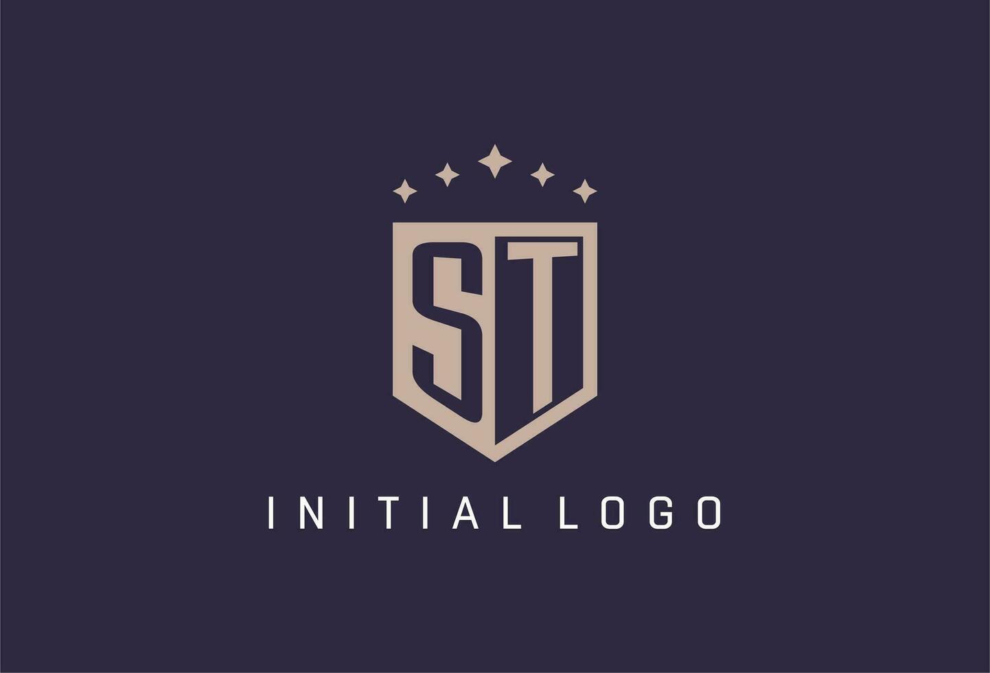 st inicial escudo logotipo ícone geométrico estilo Projeto vetor