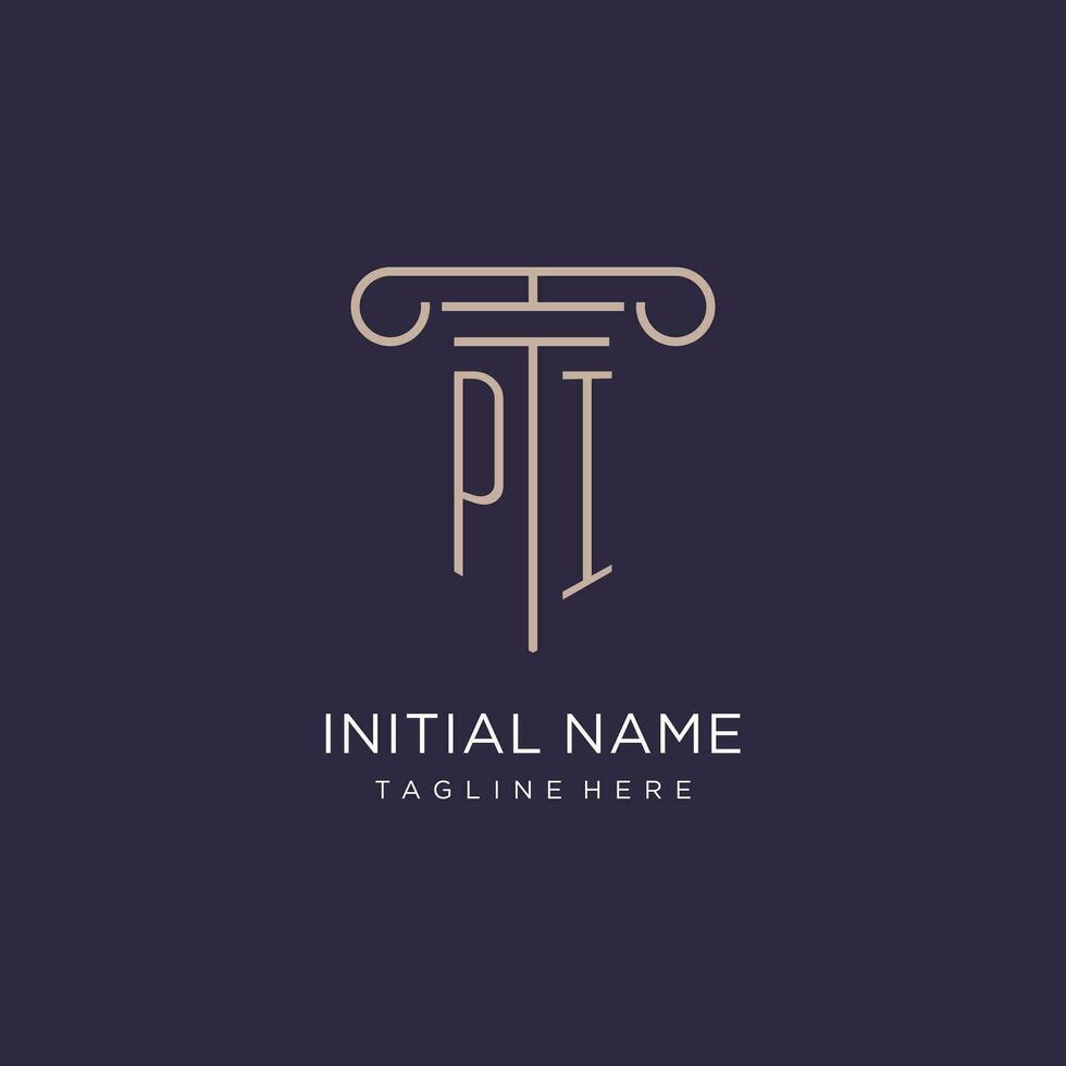 pi inicial com pilar logotipo projeto, luxo lei escritório logotipo estilo vetor