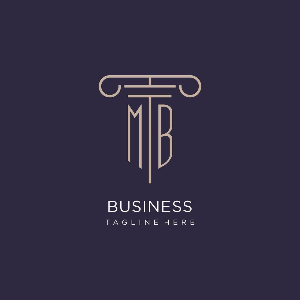 MB inicial com pilar logotipo projeto, luxo lei escritório logotipo estilo vetor