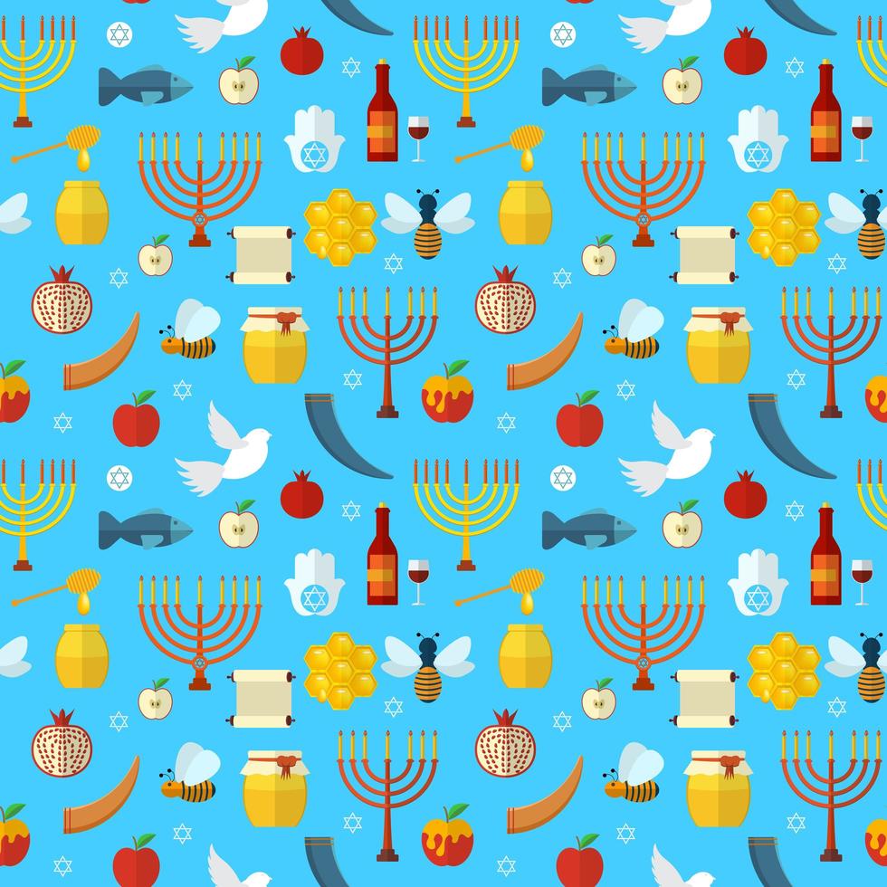 Rosh Hashaná, ilustração em vetor padrão sem emenda shana tova.