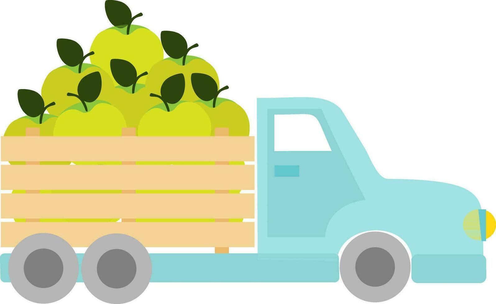 vetor ilustração com maçãs caminhão dentro desenho animado estilo.
