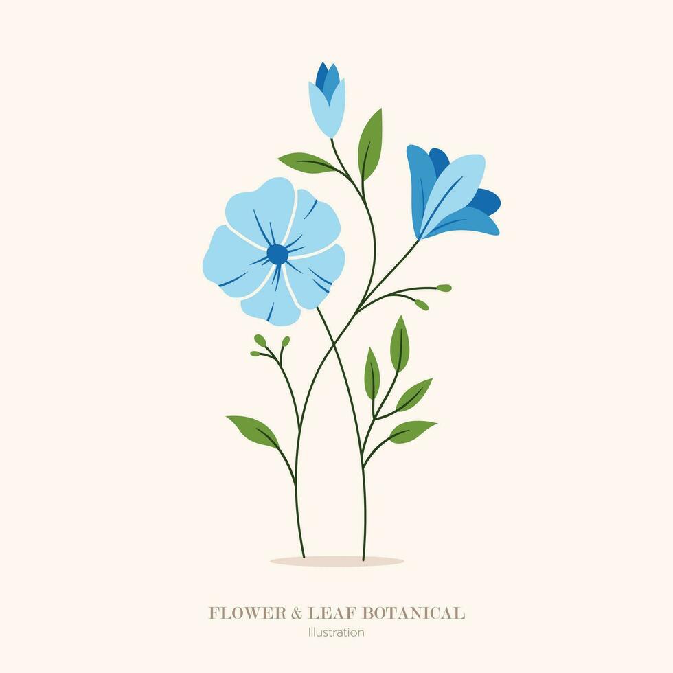 azul flor e folha botânico ilustração. vetor