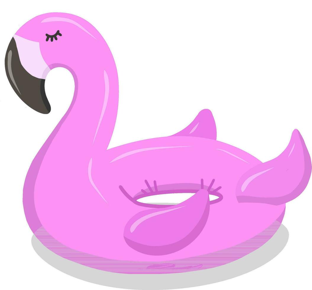 inflável natação círculo com Rosa flamingo em destaque em uma branco fundo. vetor plano símbolo do verão. a ilustração para publicidade uma de praia Festa. inflável borracha brinquedo para água e de praia.