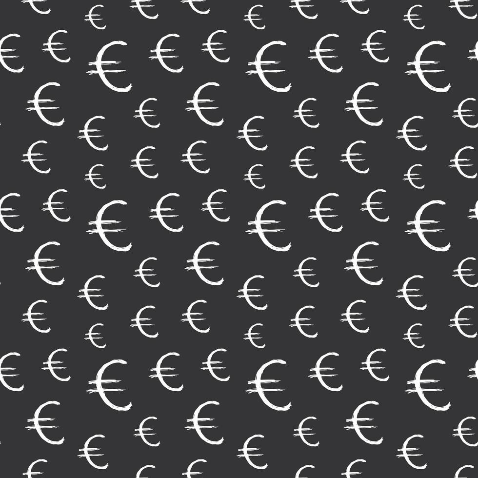 ícone de sinal do euro escova lettering padrão sem emenda, fundo de símbolos caligráficos de grunge, ilustração vetorial vetor