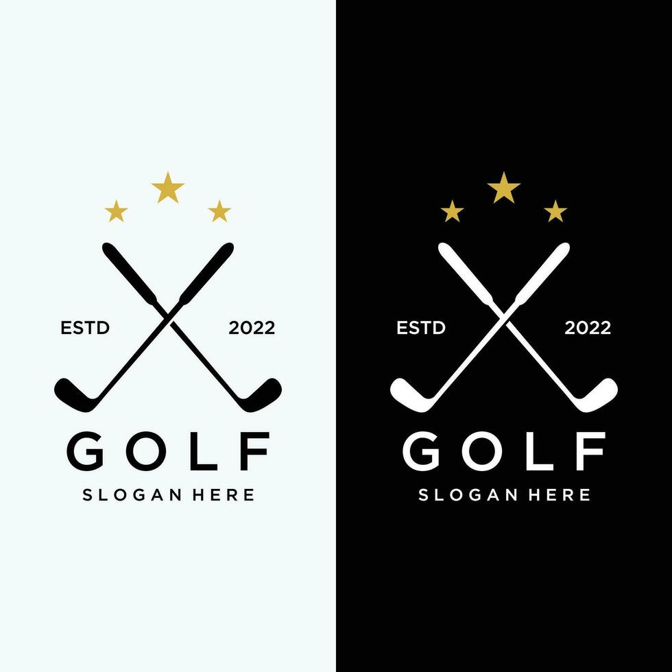 golfe bola e bastão e golfe curso logotipo modelo Projeto. logotipo para profissional golfe equipe, golfe clube, torneio, negócios, evento. vetor