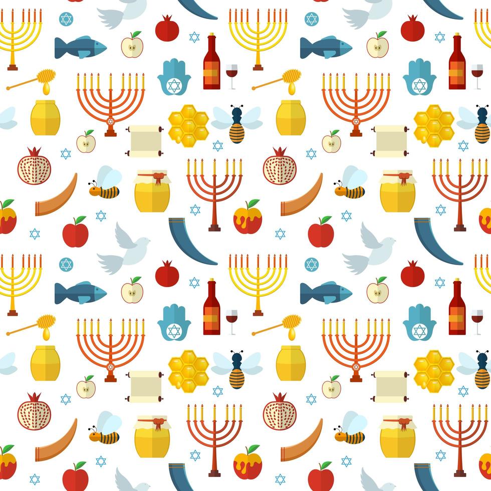 Rosh Hashaná, ilustração em vetor padrão sem emenda shana tova.