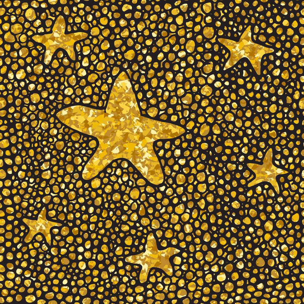 mão desenhada padrão pontilhado glitter dourados sem emenda. escova estrelas e pontos padrão sem emenda, ilustração vetorial vetor