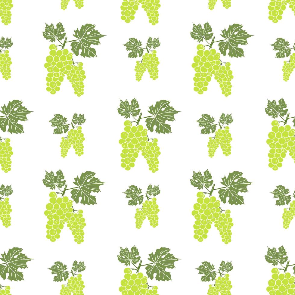frutas fundo padrão sem emenda com desenho de mão desenhada ilustração em vetor uva verde