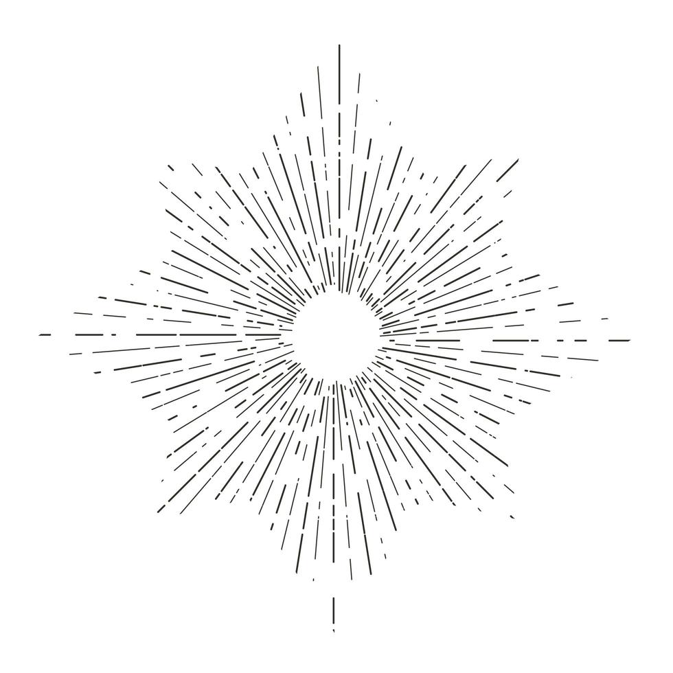 rajadas de sol retrô, forma de raios de sol radiante vintage para logotipo, etiquetas ou emblemas e ilustração em vetor modelo decoração tipografia isolada no fundo branco.