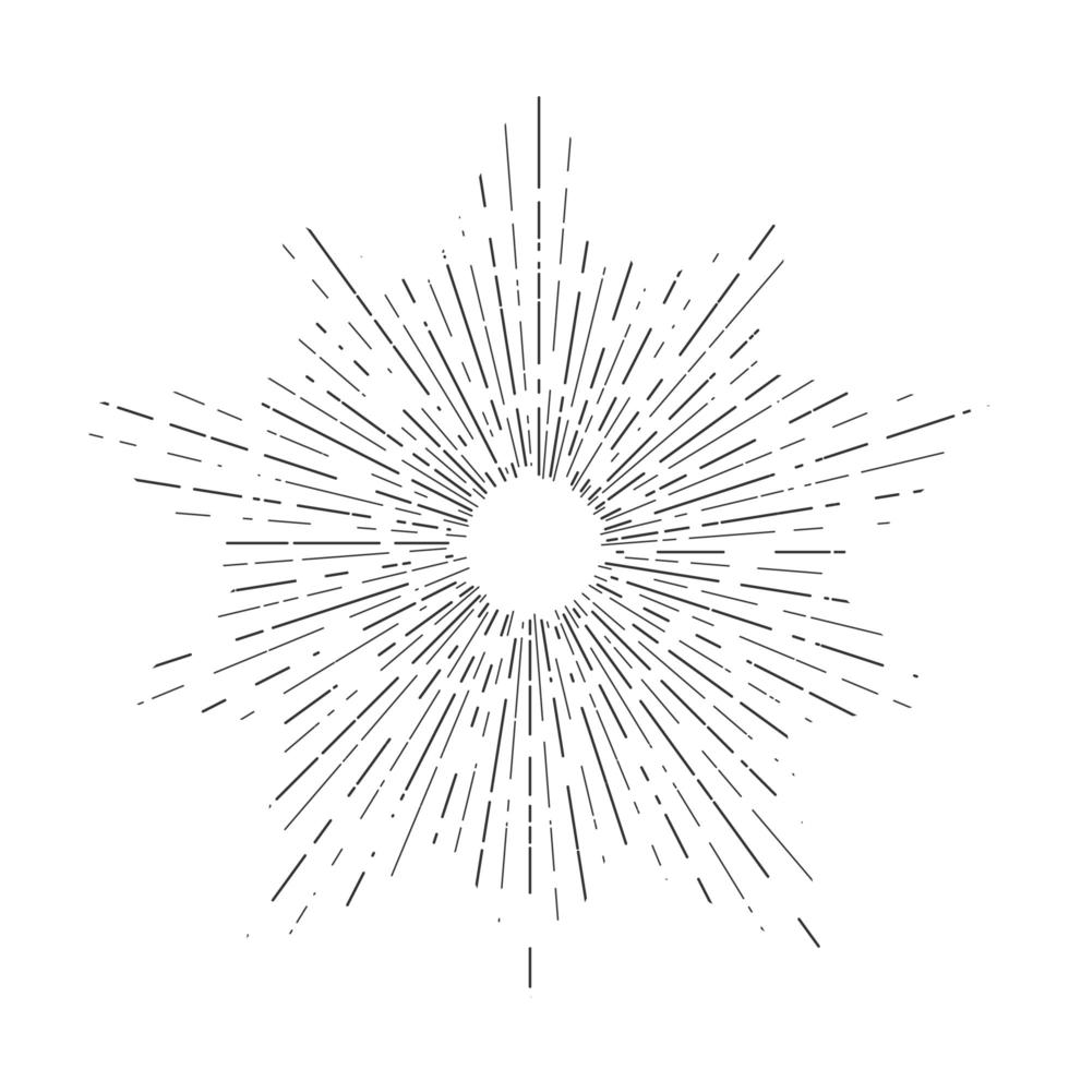 rajadas de sol retrô, forma de raios de sol radiante vintage para logotipo, etiquetas ou emblemas e ilustração em vetor modelo decoração tipografia isolada no fundo branco.