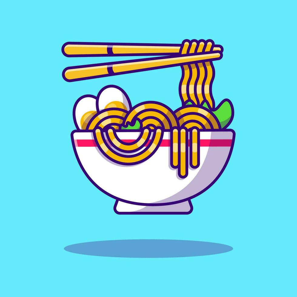 ramen macarrão ovo com pauzinho desenho animado ícone ilustração. vetor