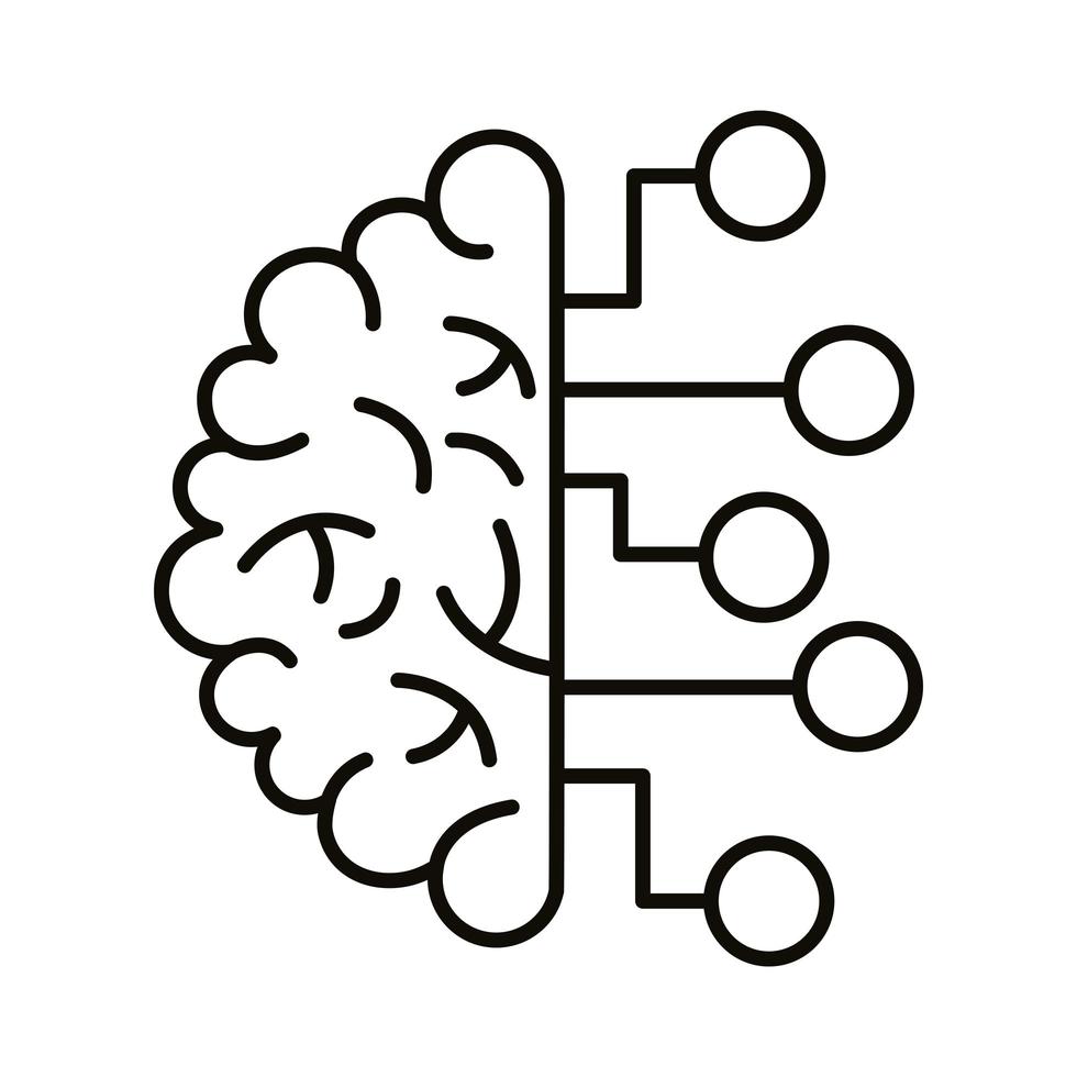 cérebro humano com ícone de estilo de linha infográfico vetor