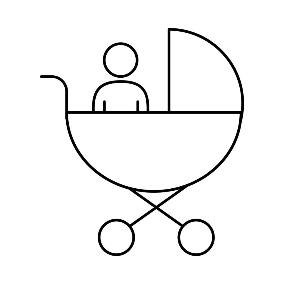 ícone de estilo de linha de bebê no carrinho vetor
