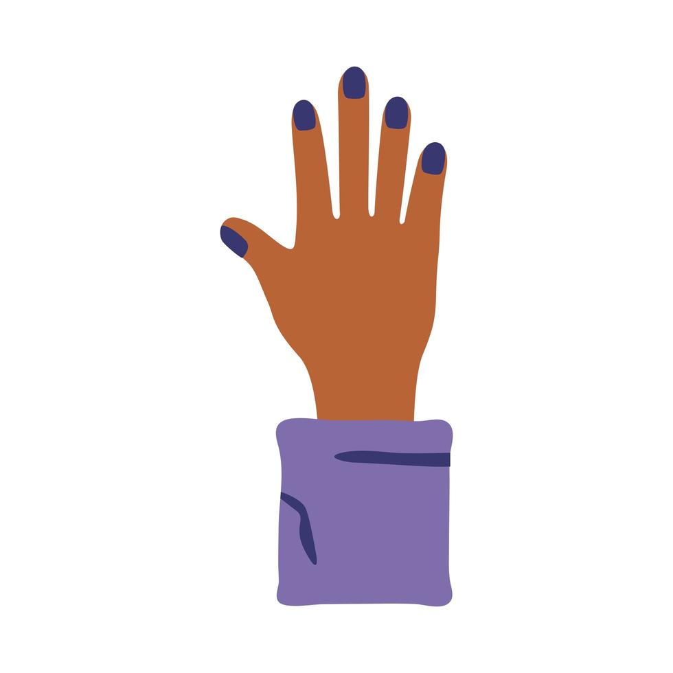mão feminina humana para de protestar contra ícone de estilo plano vetor