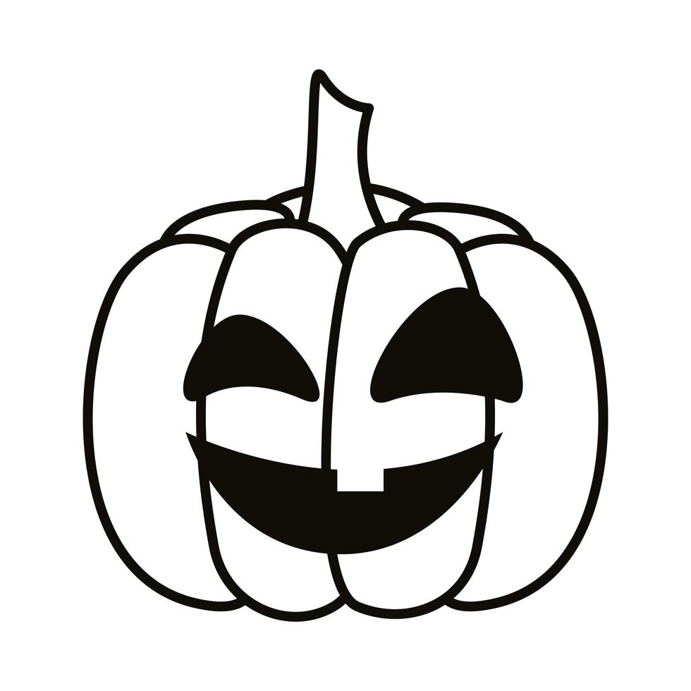 ícone de estilo de linha de rosto de abóbora de halloween vetor
