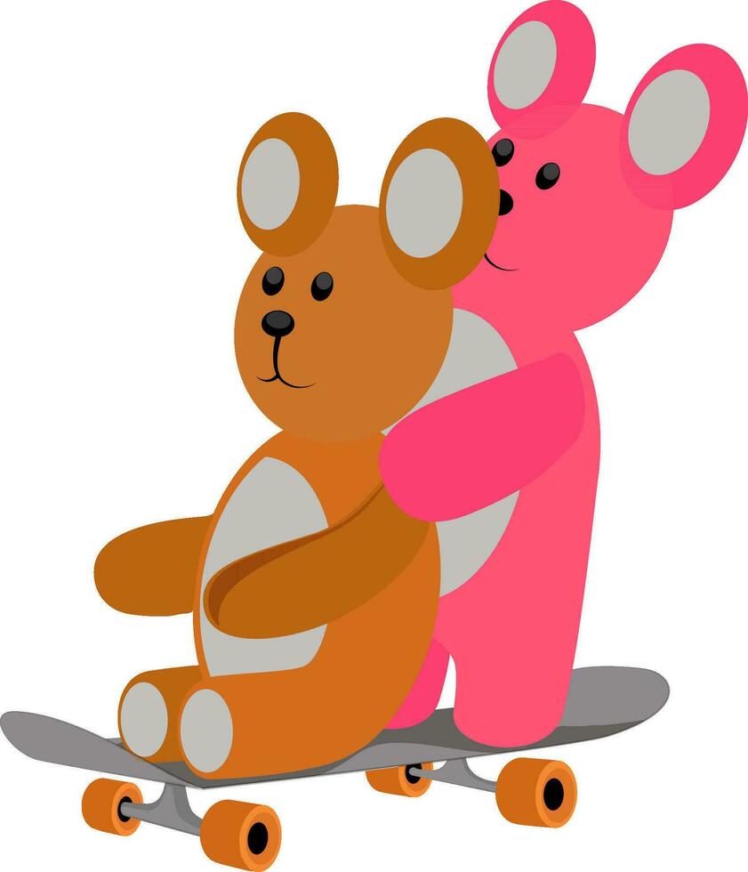 ilustração do fofa Urso de pelúcia ursos em skate. vetor