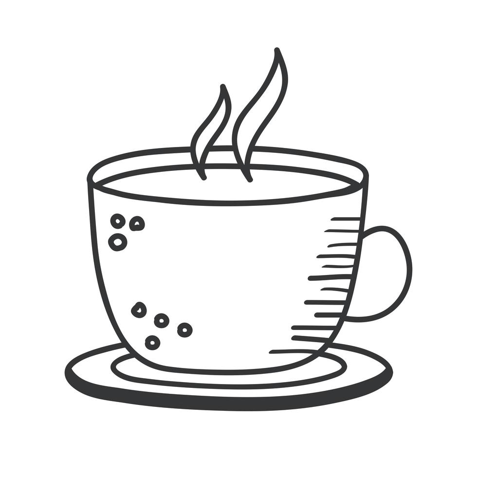 xícara de café desenho de mão e ícone de estilo de linha vetor