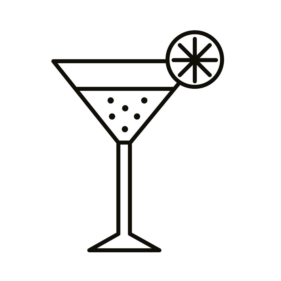 copo de coquetel com ícone de linha de bebida de limão vetor