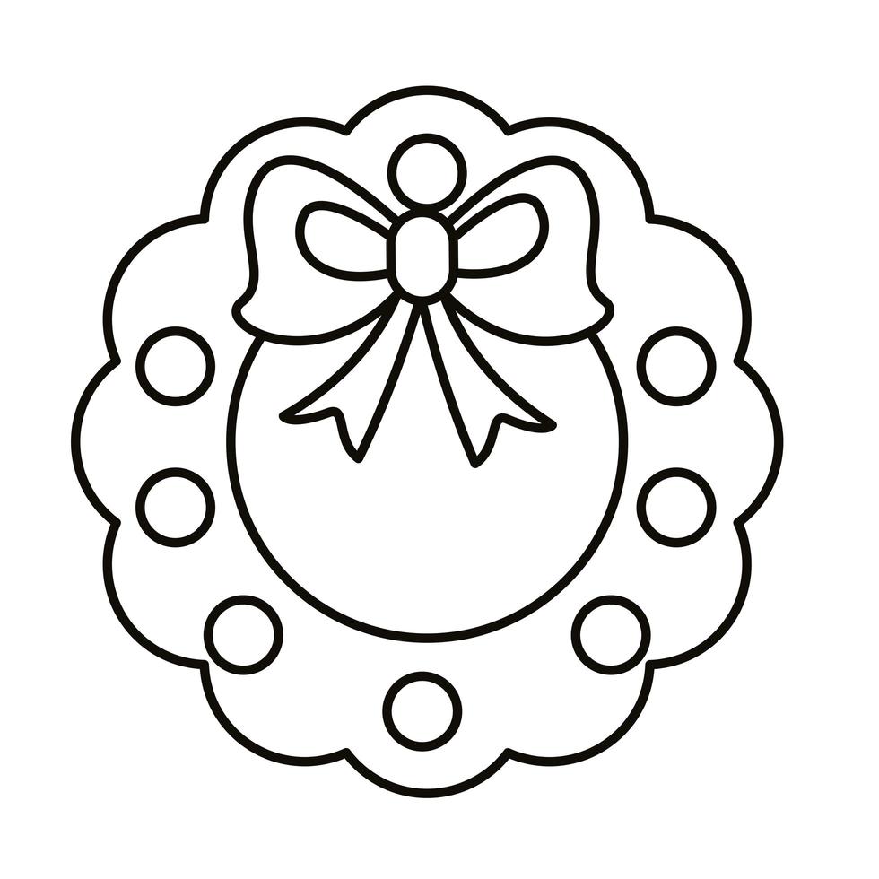 ícone de estilo de linha coroa coroa de feliz Natal vetor