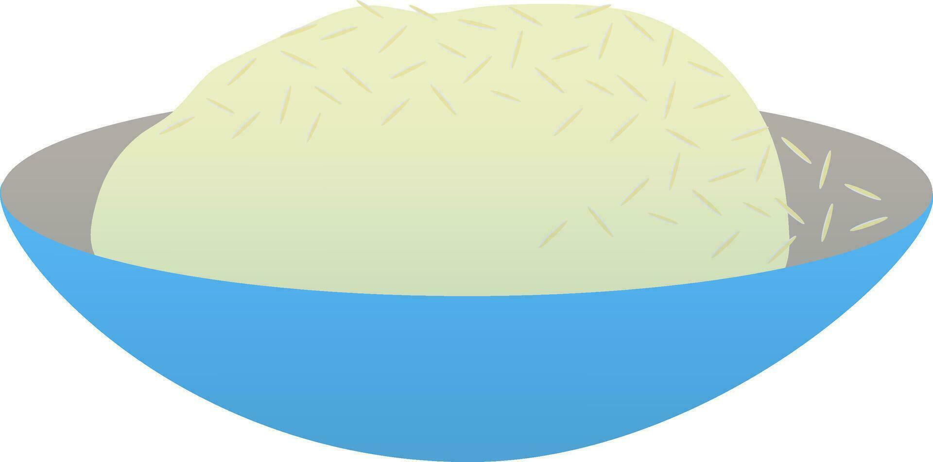 arroz dentro azul tigela em branco fundo. vetor