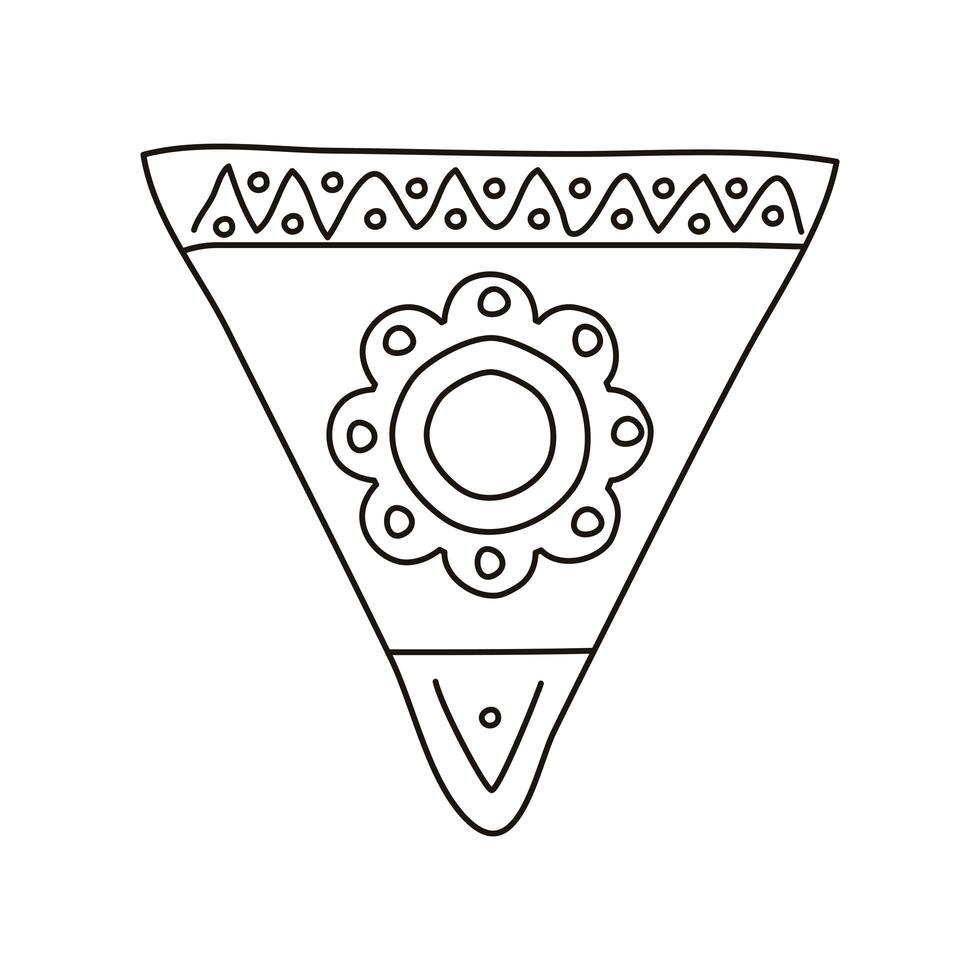 ícone de estilo de linha mexicana de celebração de guirlanda vetor