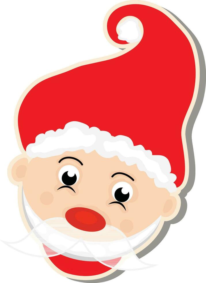 santa claus face com bigode e chapéu. vetor