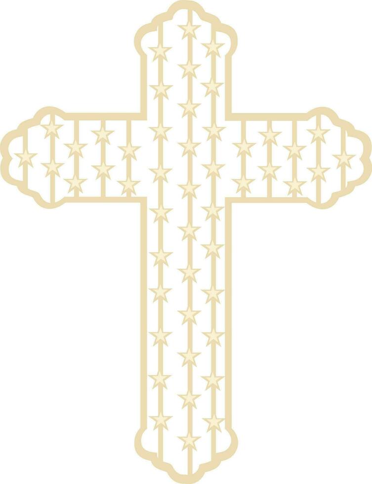 cristão Cruz símbolo ou ícone com estrelas decorado. vetor