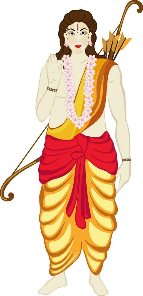 hindu mitológico, senhor laxman com arco e seta. vetor