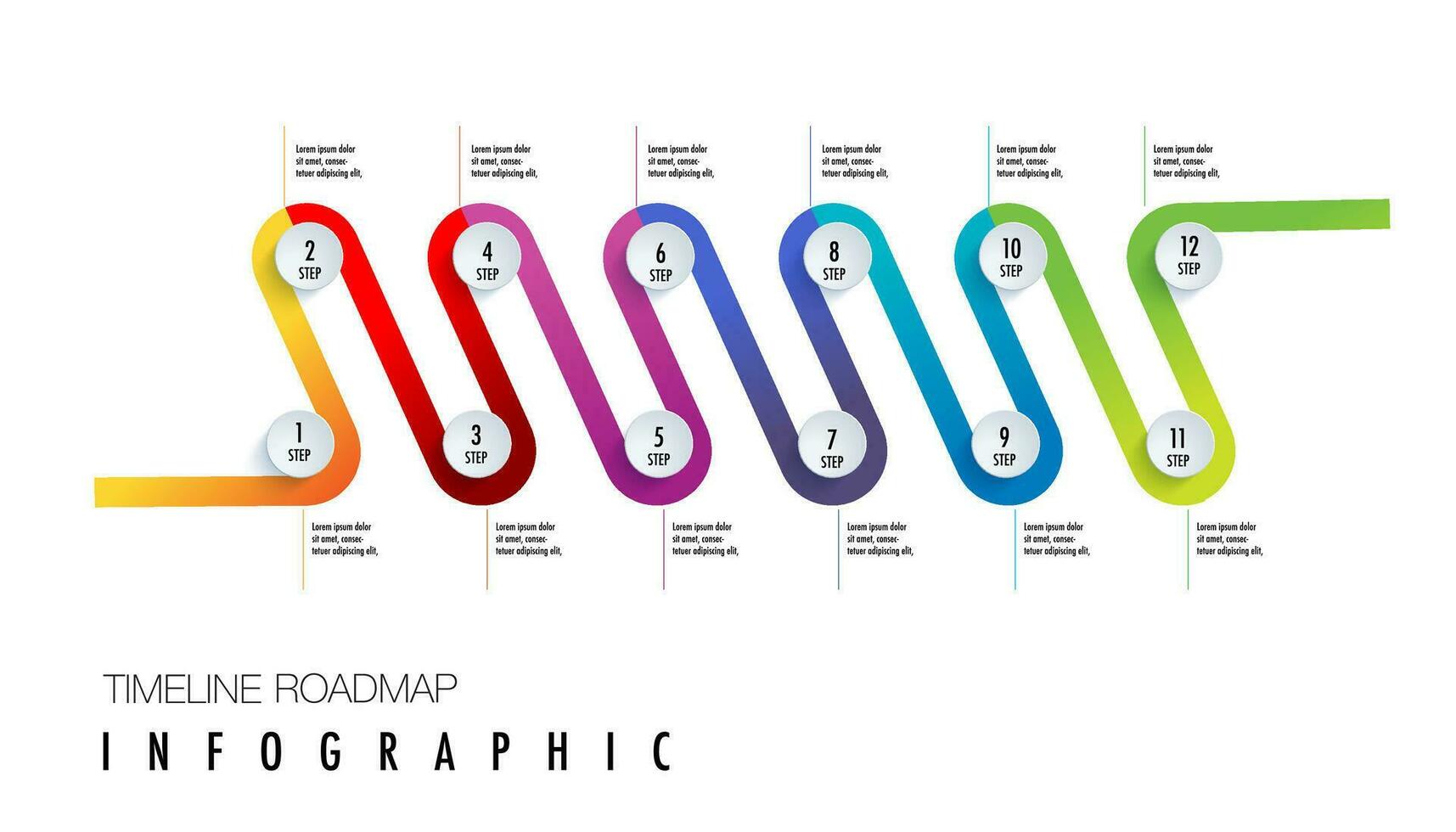 o negócio ano plano infográfico modelo. diagrama com 12 passos ou meses opções, passos, partes ou processos e apresentação vetor