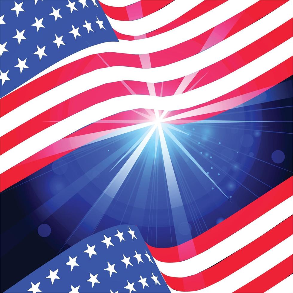 ilustração da bandeira americana ondulada para o dia da independência vetor